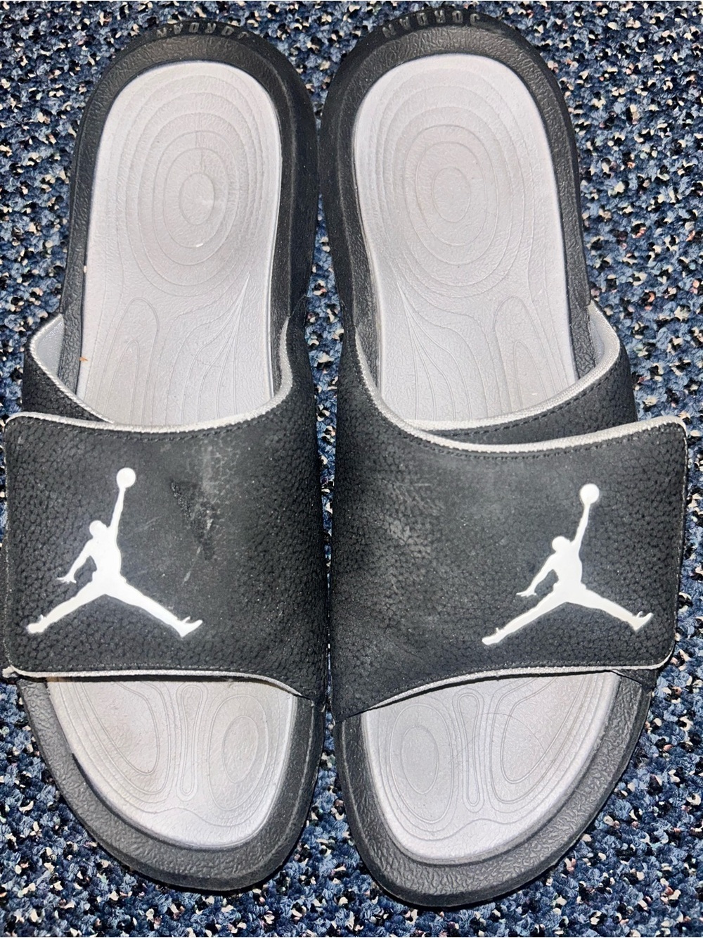 NIKE AIR JORDAN HYDRO 6 BG "SANDALS" BLACK-WHITE-WOLF GREY SZ 12 Men